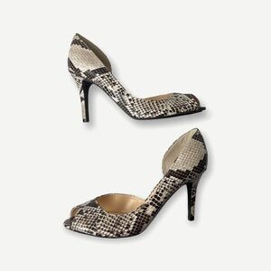 Marc Fisher Joey Peep Toe Faux Snakeskin D'Orsay Heels Size 7